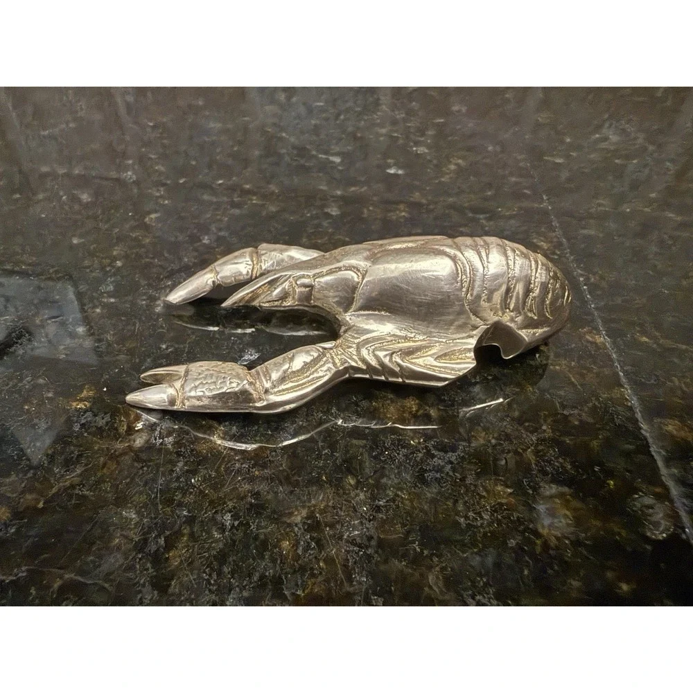 Vintage‎ Brass Lobster Figurine Paper Weight Nautical Ocean Lake Decor 4